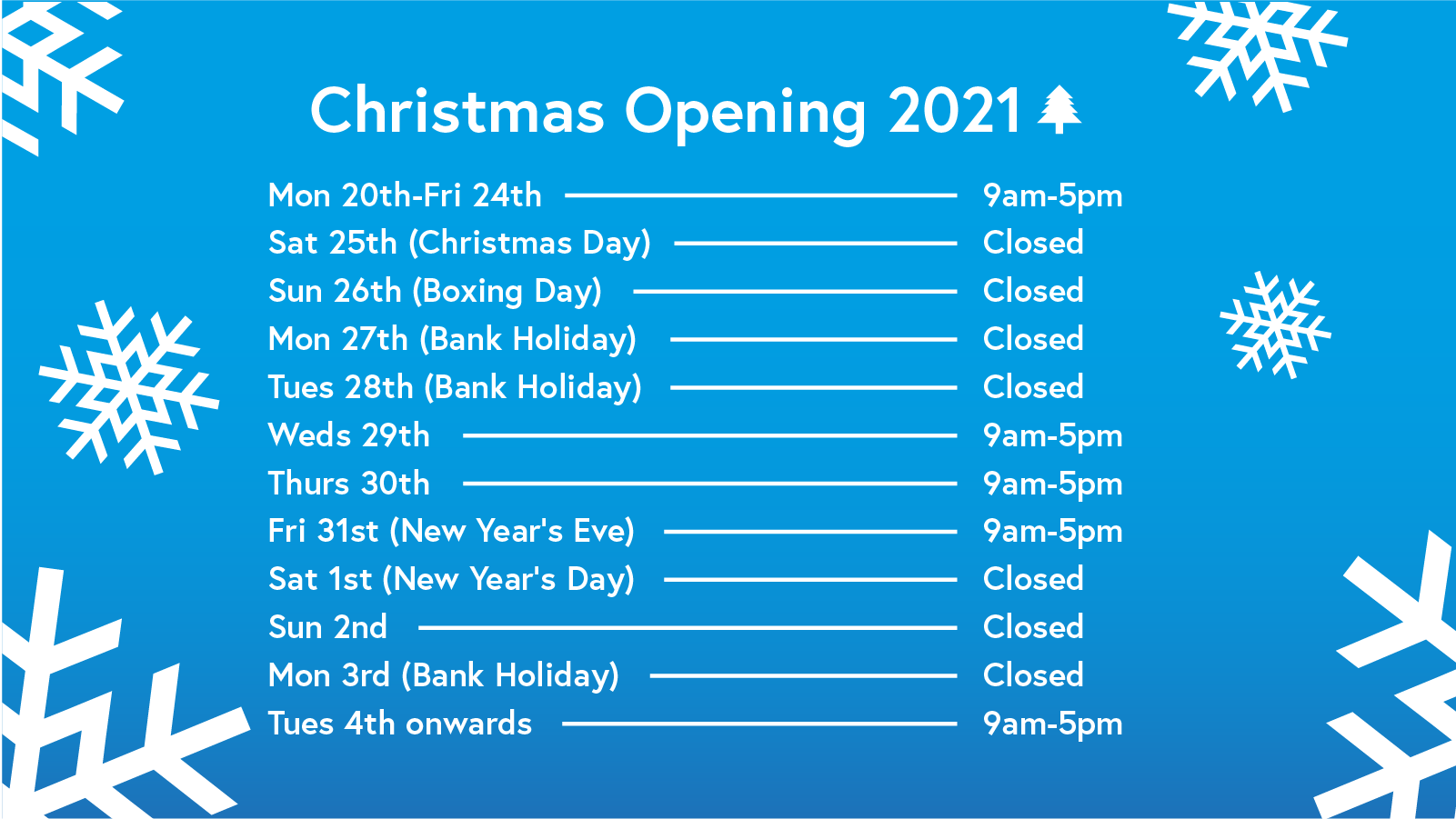 Christmas Opening 2021